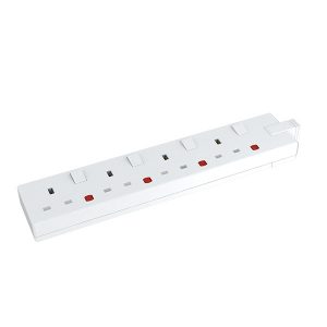13A 4 Gang Switched Trailing Socket with Neons