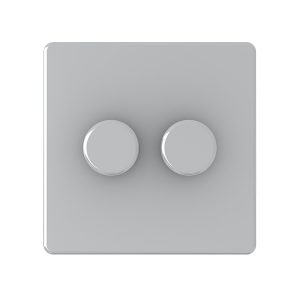 2 Gang 2 Way Dimmer – Polished Chrome (Screwless Range)