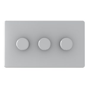 3 Gang 2 Way Dimmer – Polished Chrome (Screwless Range)