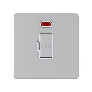 13A Unswitched Fuse Connection Unit With Neon – Polished Chrome White Insert (Screwless Range)