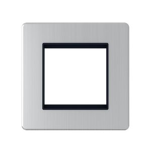 2 Module Euro Plate – Brushed Chrome Black Insert (Screwless Range)