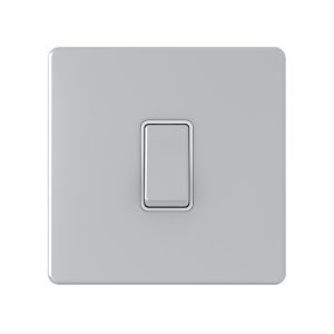1 Gang Intermediate 10A Switch – Polished Chrome White Insert (Screwless Range)