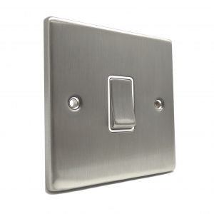 1 Gang 2 Way 10A Switch – Brushed Chrome White Insert (Decorative Range)