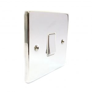 1 Gang 2 Way 10A Switch – Polished Chrome White Insert (Decorative Range)