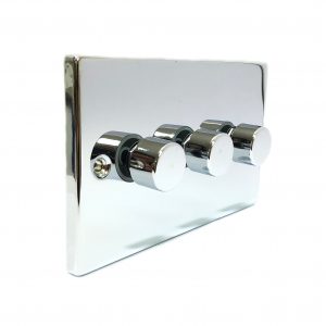 3 Gang 2 Way Dimmer – Polished Chrome (Decorative Range)
