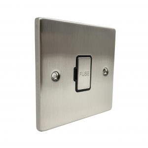 13A Unswitched Fuse Connection Unit - Brushed Chrome Black Insert (Decorative Range)