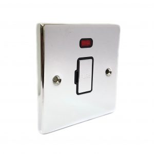 13A Unswitched Fuse Connection Unit With Neon– Polished Chrome Black Insert (Decorative Range)