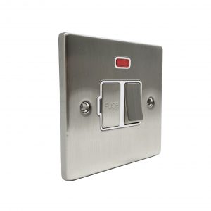 13A Switched Fuse Connection Unit With Neon – Brushed Chrome White Insert (Decorative Range)