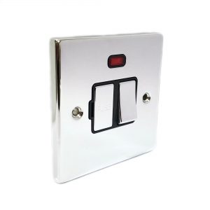 13A Switched Fuse Connection Unit With Neon – Polished Chrome Black Insert (Decorative Range)