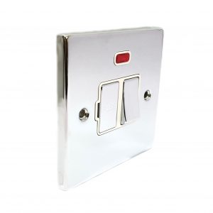 13A Switched Fuse Connection Unit With Neon – Polished Chrome White Insert (Decorative Range) - Image 1