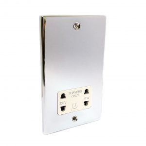 115/230V Dual Voltage Shaver Socket – Polished Chrome White Insert (Decorative Range)