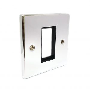 1 Module Euro Plate – Polished Chrome Black Insert (Decorative Range)