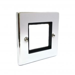 2 Module Euro Plate – Polished Chrome Black Insert (Decorative Range)