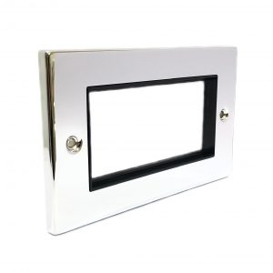 4 Module Euro Plate – Polished Chrome Black Insert (Decorative Range)
