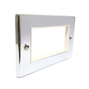 4 Module Euro Plate – Polished Chrome White Insert (Decorative Range)