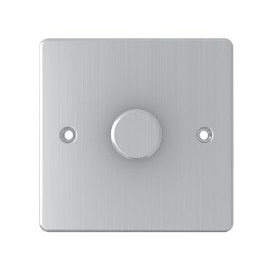 1 Gang 2 Way Dimmer – Brushed Chrome (Flat Plate Range)