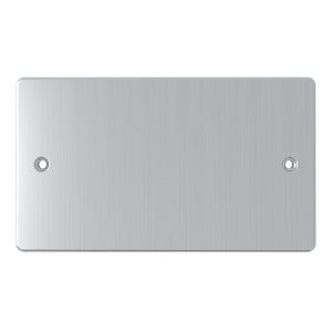 2 Gang Blank Plate – Brushed Chrome (Flat Plate Range)