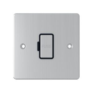 13A Unswitched Fuse Connection Unit – Brushed Chrome Black Insert (Flat Plate Range)