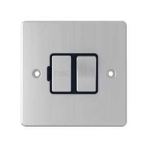 13A Switched Fuse Connection Unit – Brushed Chrome Black Insert (Flat Plate Range)