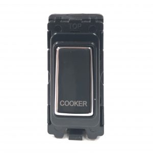 20A Double Pole Grid Switch Marked “Cooker” – Polished Chrome