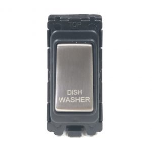 20A Double Pole Grid Switch Marked “Dish Washer” – Brushed Chrome