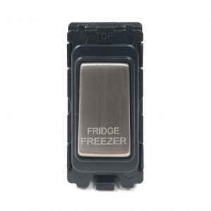 20A Double Pole Grid Switch Marked “Fridge Freezer” – Brushed Chrome