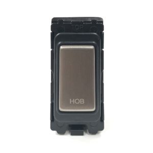 20A Double Pole Grid Switch Marked “Hob” – Brushed Chrome
