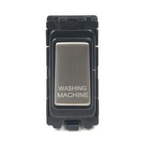 20A Double Pole Grid Switch Marked “Washing Machine” – Brushed Chrome