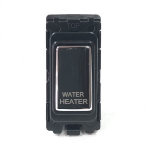 20A Double Pole Grid Switch Marked “Water Heater” – Polished Chrome