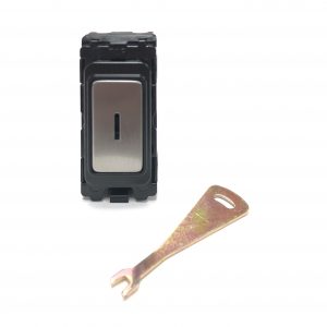 20A Double Pole Grid Key Switch Brushed Chrome
