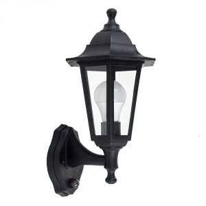Mayfair IP44 Up/Down Wall Lantern with PIR Sensor Black