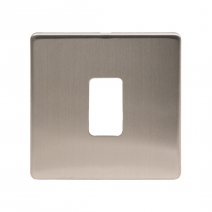 1 Gang Grid Plate Brushed Chrome Screwless