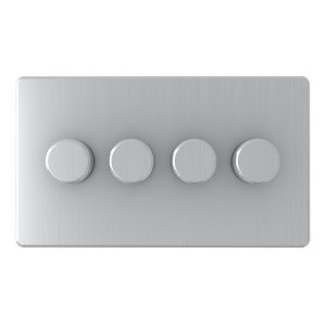 4 Gang 2 Way Dimmer – Brushed Chrome (Screwless Range)