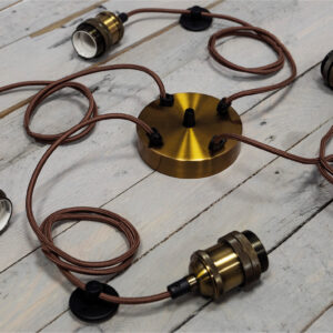 Vintage Quad E27 Pendant 1.8M Antique Brass - Image 4