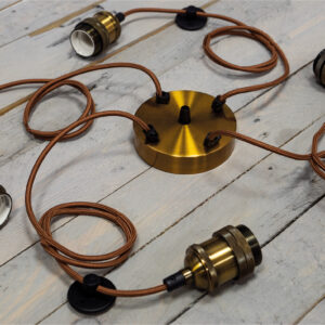 Vintage Quad E27 Pendant 1.8M Antique Gold - Image 4