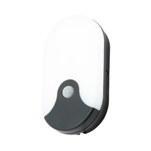 Turus 15W LED CCT Oval Bulkhead With PIR IP65 Black