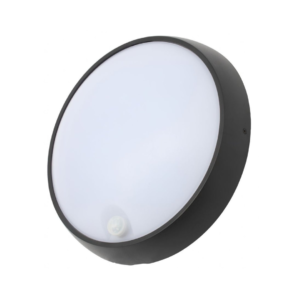 Cano 15W LED Round Bulkhead With PIR Black IP65 4000K