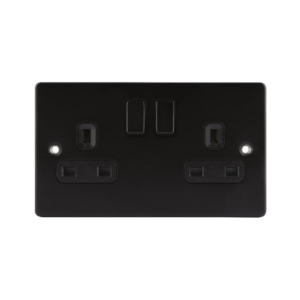 Matt Black 2 Gang 13A DP Switched Socket - Image 1